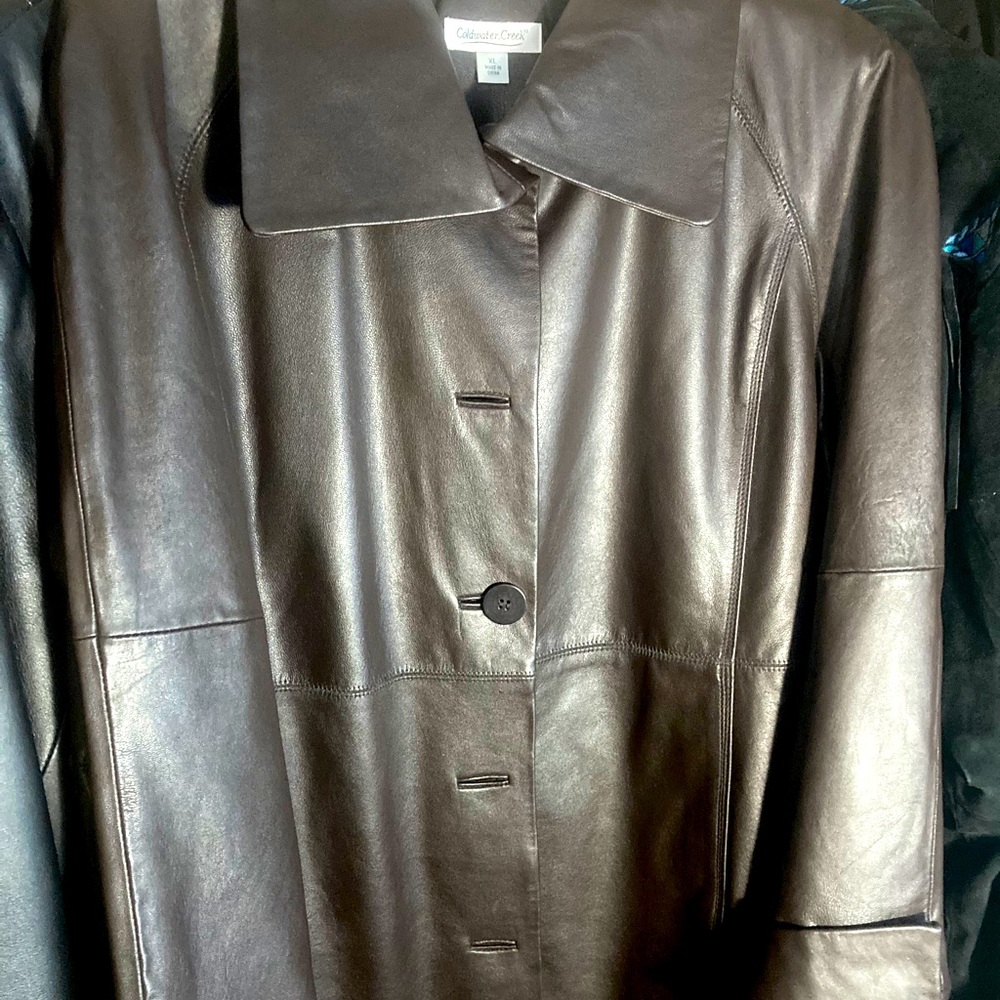 Long leather coat barely worn